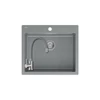 Kép 1/6 - 1357+SAP4-F090GY - Quadron MORGAN 110 gránit mosogató (570x500 mm, 1 medence) Silver stone + Zegor csaptelep szürke szett