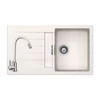 Kép 1/7 - 103060+SAP4-F090KW - SCHOCK HKT Kolumba D-100 /Signus D-100 1m 1cs 853x493mm Cristadur® gránit mosogató fehér + ZEGOR cxsaptelep fehér szett