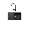 Kép 1/8 - 526087+2321/PS70 - BLANCO LEGRA XL 6 S mosogató fekete + Olasz ívelt csaptelep fekete szett