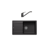 Kép 1/8 - 526087+2560/PS70 - BLANCO LEGRA XL 6 S mosogató fekete + Olasz álló csaptelep fekete szett