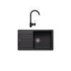 Kép 1/8 - 526087+2321/PS70 - BLANCO LEGRA XL 6 S mosogató fekete + Olasz ívelt csaptelep fekete szett