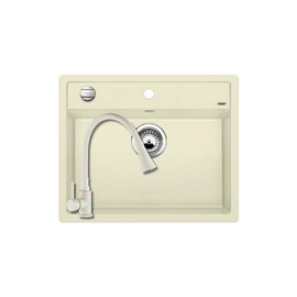 514592+BCK_J62K - BLANCO DALAGO 6 gránit mosogató jázmin távműködtetővel 615X510 + LAVEO CORIA zuhanyváltós jázmin csaptelep szett