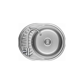 SGN_083T+SAP4-A090 - LAVEO NORMAL MINI csepptálcás rozsdamentes kerek mosogató 570x450 inox + ZEGOR rozsdamentes íves csaptelep