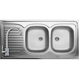 SK6_021T - LAVEO LOM 60 két medencés csepptálcás rozsdamentes mosogató 1200x600  inox