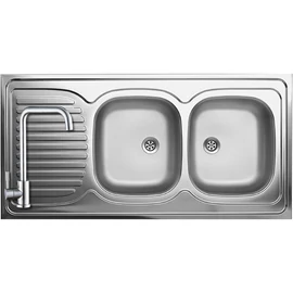 SK6_021T - LAVEO LOM 60 két medencés csepptálcás rozsdamentes mosogató 1200x600  inox