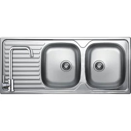 SKO_021T - LAVEO ORION 2CS rozsdamentes mosogató kétmedencés csepptálcás 1160x500 szűrőkosaras szifonnal inox