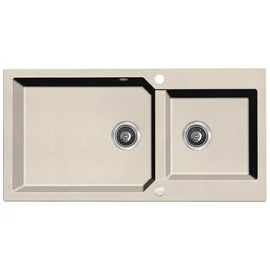 SPM_4209 - Laveo MILOS 2M 100 kétmedencés gránit mosogató 980X500 dugókiemelővel bézs