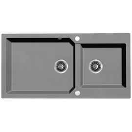 SPM_5209 - Laveo MILOS 2M 100 kétmedencés gránit mosogató 980X500 dugókiemelővel szürke