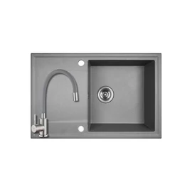 SRU_511T +SAP4-F090GY- LAVEO HUNTER gránit mosogató1m 1cs 670x440mm szürke + ZEGOR álló csaptelep szett