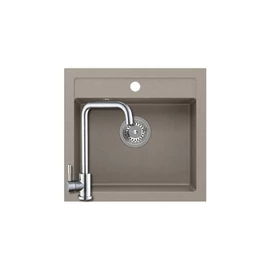 1320+SAP4-B090 - Quadron JOHNNY 110 gránit mosogató (500x470 mm, 1 medence ) soft taupe + Zegor szögletes rozsdamentes csaptelep