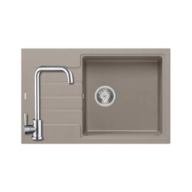1328+SAP4-B090  -  Quadron PETER 111 gránit mosogató (780x500 mm, 1 medence+csepegtető ) soft taupe + Zegor rozsdamentes csaptelep  szett