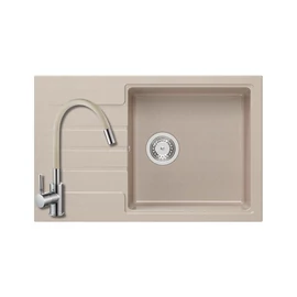 1382+SAP4-F090KS  -  Quadron PETER  111 gránit mosogató (780x500 mm, 1 medence+csepegtető ) pearl beige + Zegor álló csaptelep bézs szett