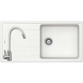 04133+SAP4-F090KW - SCHOCK HKT Kode D-100L/ Element D-100L 1m 1cs 1000x500mm Cristalite® gránit mosogató fehér + ZEGOR csaptelep fehér szett