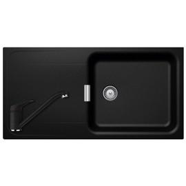 102594+525001GNE SCHOCK WILMA D-100L (WEMBLEY) 1000x510 mm gránit mosogató MAGMA csill. fekete CRISTADUR®+Schock Cosmo álló csaptelep NERO matt fekete szett