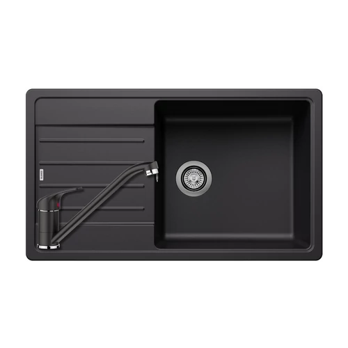 526087+2560/PS70 - BLANCO LEGRA XL 6 S gránit mosogató fekete 860X500 + Olasz álló csaptelep fekete szett