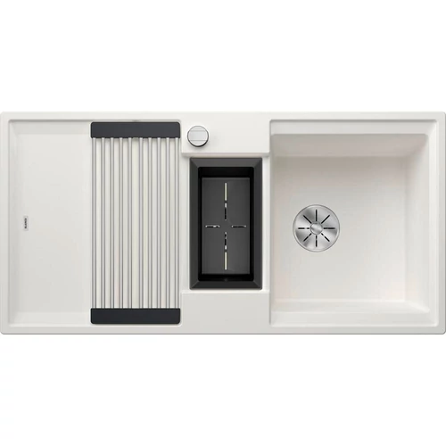 527605 - Blanco ADIRA 6 S SILGRANIT® mosogató Adira ráccsal, maradékgyűjtő tállal, Infino lefolyó-távműködtetővel fehér