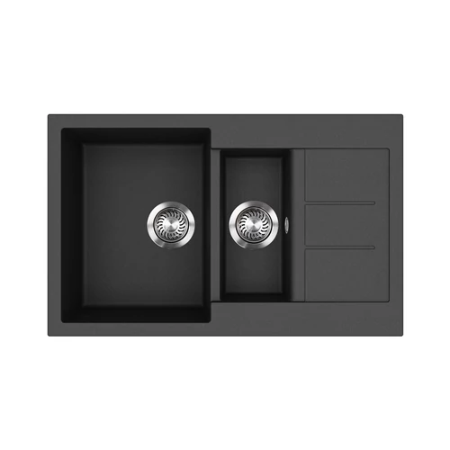 105574 - Evido Cubo 6S Compact 1 medencés gyümölcsmosós csepptálcás 800x500 gránit mosogató antracit