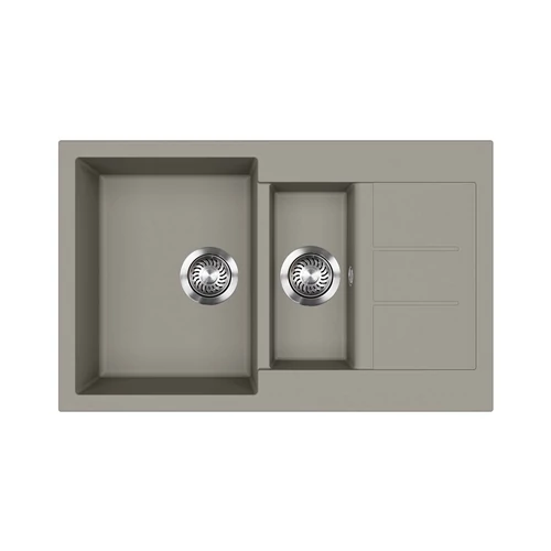 442062 - Evido Cubo 6S Compact 1 medencés gyümölcsmosós csepptálcás 800x500 gránit mosogató platina