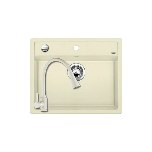 514592+BCK_J62K - BLANCO DALAGO 6 gránit mosogató jázmin távműködtetővel 615X510 + LAVEO CORIA zuhanyváltós jázmin csaptelep szett