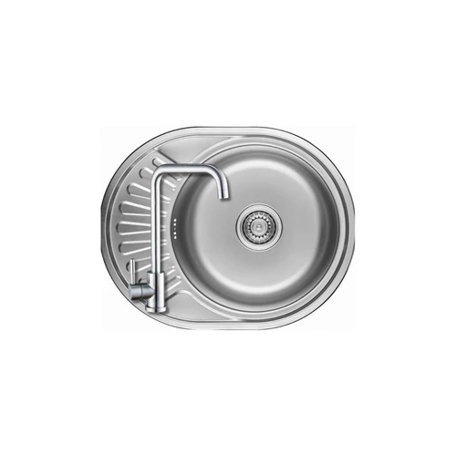 SGN_083T+SAP4-B090 - LAVEO NORMAL MINI csepptálcás rozsdamentes kerek mosogató 570x450 inox + ZEGOR rozsdamentes szögletes csaptelep