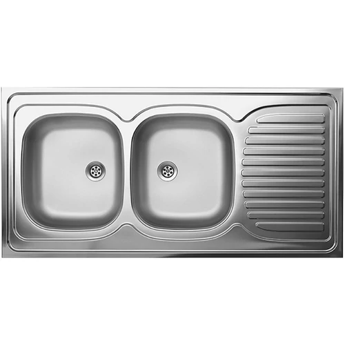 SK6_021T - LAVEO LOM 60 két medencés csepptálcás rozsdamentes mosogató 1200x600  inox