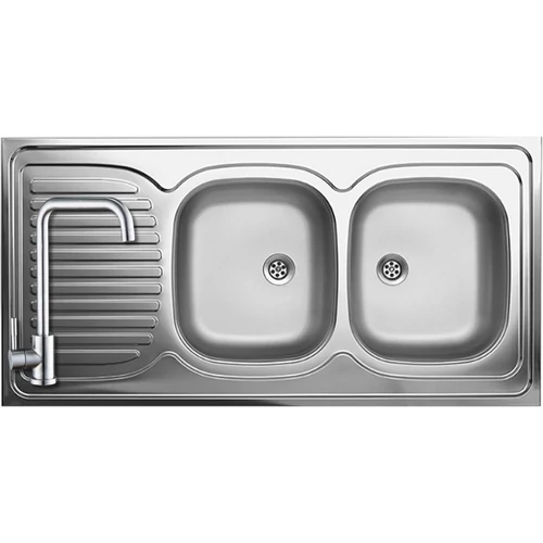 SK6_021T - LAVEO LOM 60 két medencés csepptálcás rozsdamentes mosogató 1200x600  inox