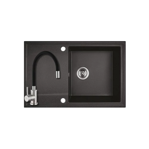 SRB_711B+SAP4-F090KB - LAVEO HUNTER gránit mosogató1m 1cs 670x440mm szemcsés fekete + ZEGOR álló csaptelep szett