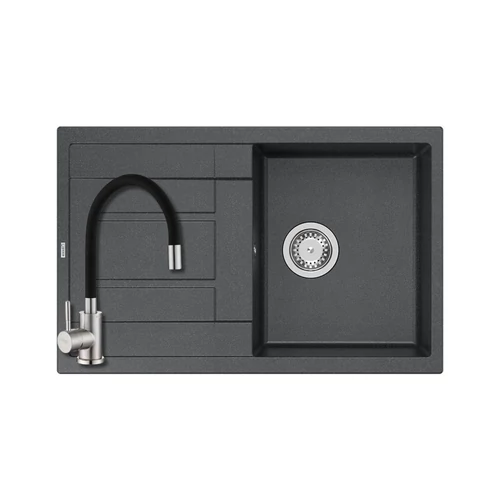 Quadron MORGAN 111 gránit mosogató (780x500 mm, 1 medence+ csepegtető) black diamond