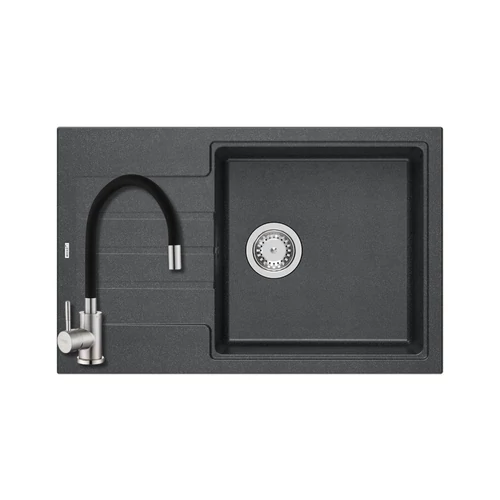 Quadron PETER 111 gránit mosogató (780x500 mm, 1 medence+csepegtető) black diamond