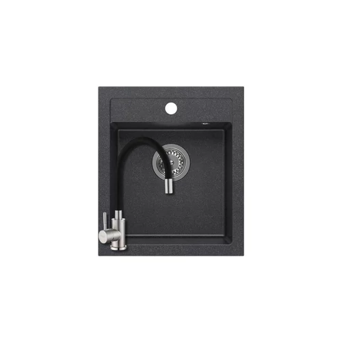 1352 - Quadron JOHNNY 100 gránit mosogató (430x500 mm, 1 medence) black dotted