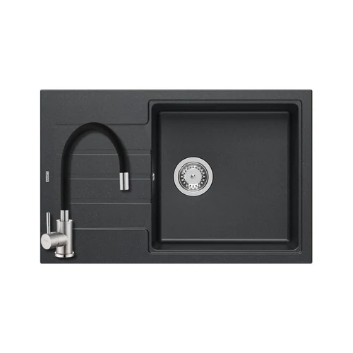 1360 - Quadron PETER 111 gránit mosogató (780x500 mm, 1 medence+csepegtető) black dotted