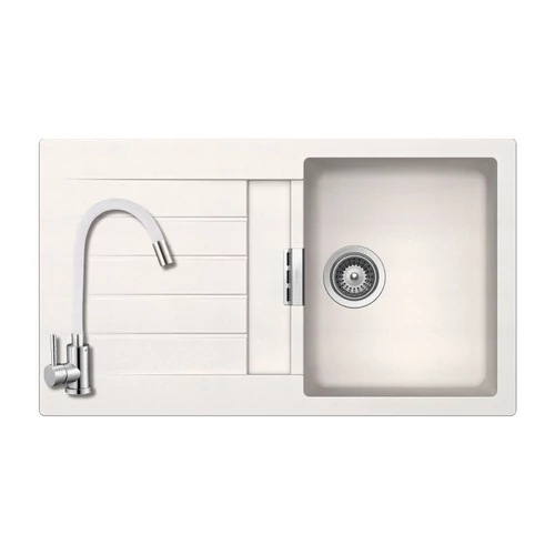 103060+SAP4-F090KW - SCHOCK HKT Kolumba D-100 /Signus D-100 1m 1cs 853x493mm Cristadur® gránit mosogató fehér + ZEGOR cxsaptelep fehér szett